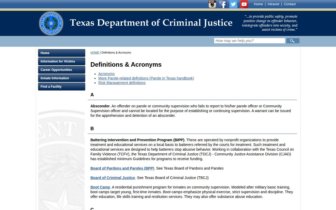 Atascosa County official TDCJ projected release date definition