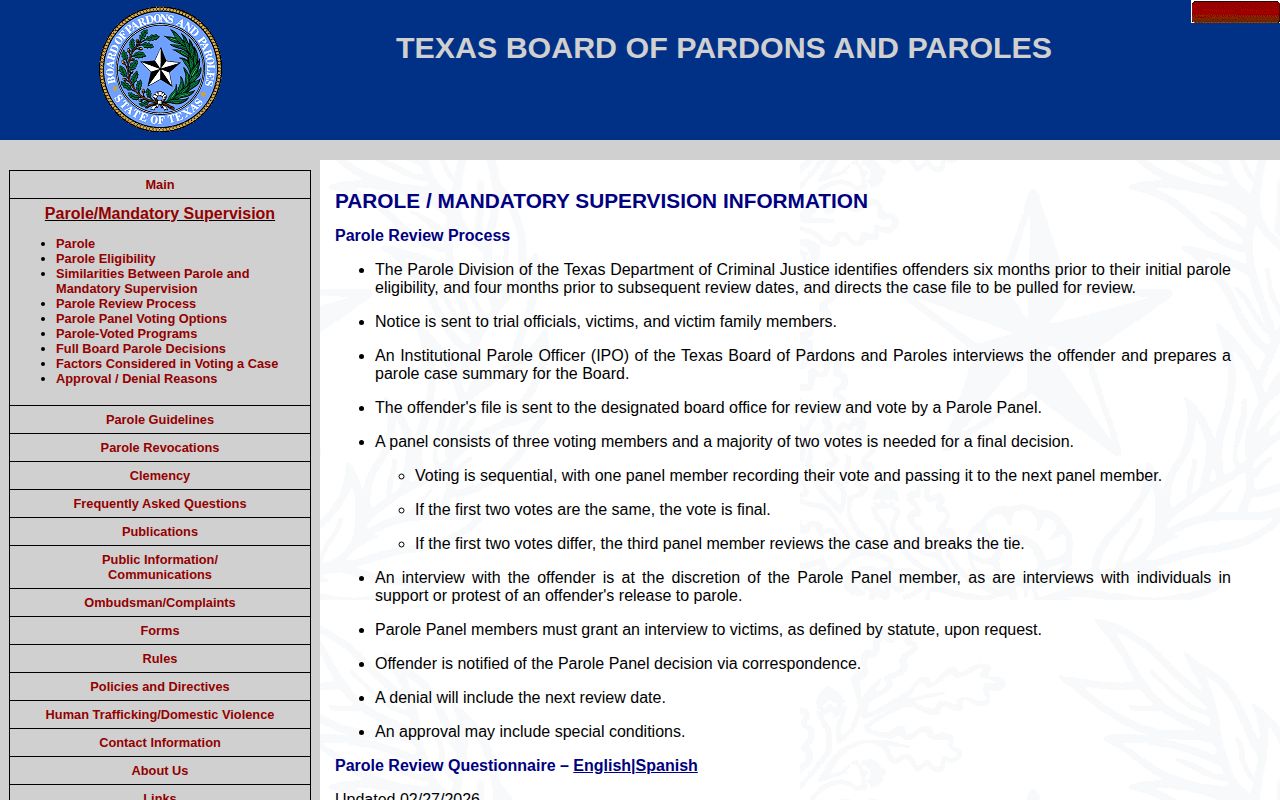 Atascosa County parole review and file-vote timeline