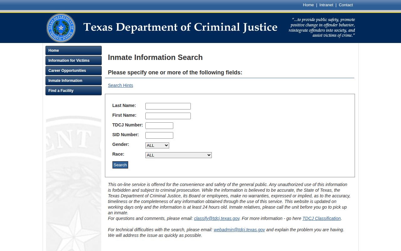 TDCJ offender search for Atascosa County release records